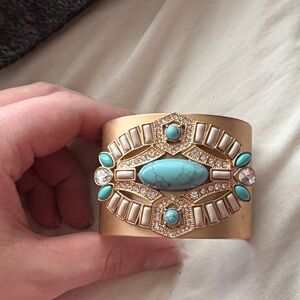 Gold Turquoise Statement Cuff Bracelet